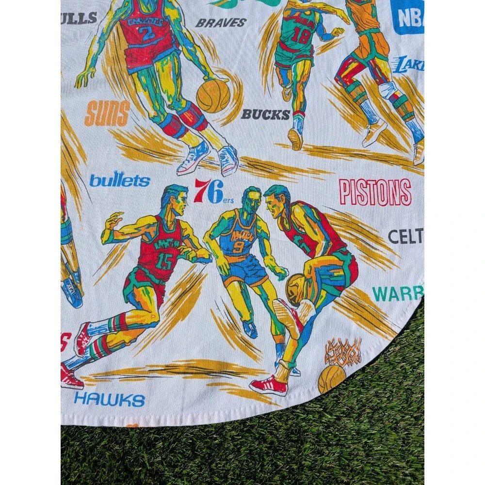 Rare Vintage 1970's NBA‎ Basketball Bedspread Sheet Fabric Approx 70